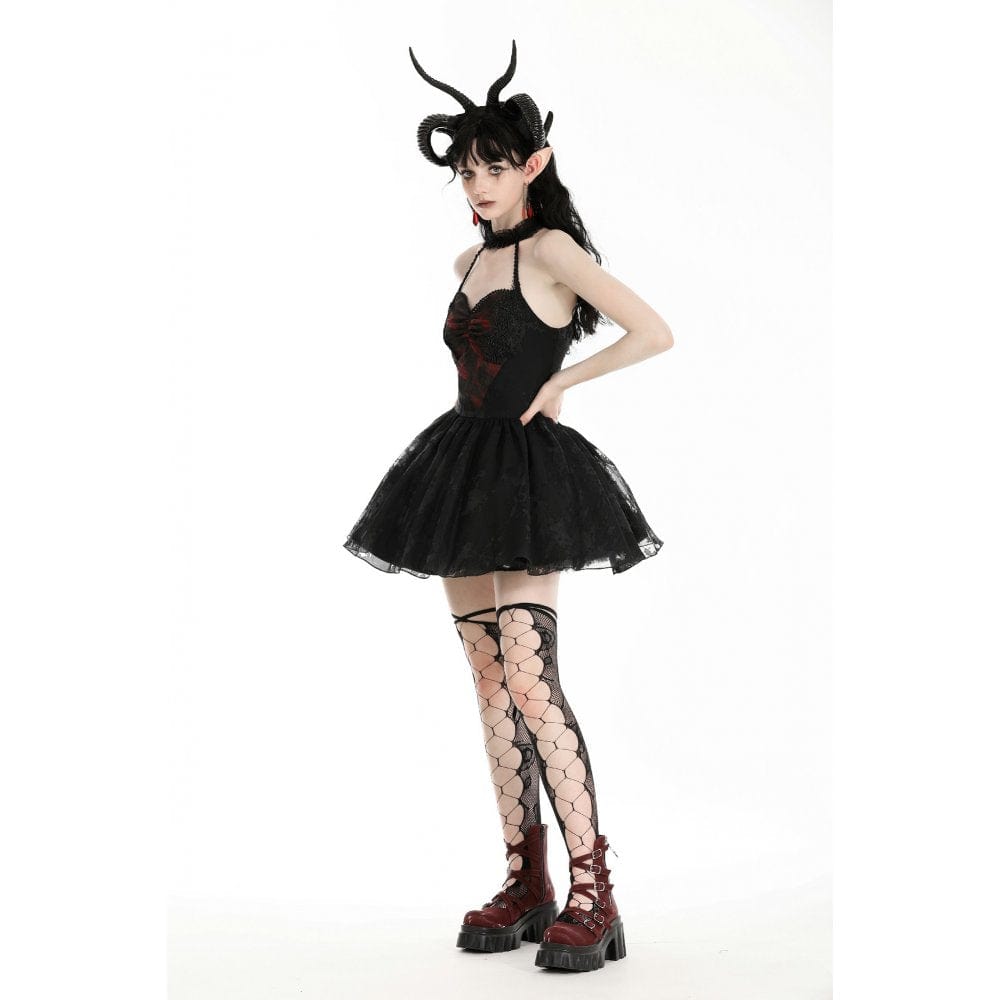 Darkinlove Women's Gothic Off-the-shoulder Mesh Splice Halloween Dress