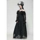 Darkinlove Women's Gothic Off-the-Shoulder Ruffled Lace Splice Prom Dress