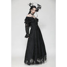Darkinlove Women's Gothic Off-the-Shoulder Ruffled Lace Splice Prom Dress