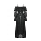 Darkinlove Women's Gothic Off-the-Shoulder Ruffled Lace Splice Prom Dress