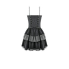 Darkinlove Women's Gothic Pinstripe Lace-up Slip Dress