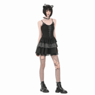 Darkinlove Women's Gothic Pinstripe Lace-up Slip Dress