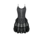 Darkinlove Women's Gothic Pinstripe Lace-up Slip Dress