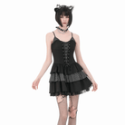 Darkinlove Women's Gothic Pinstripe Lace-up Slip Dress