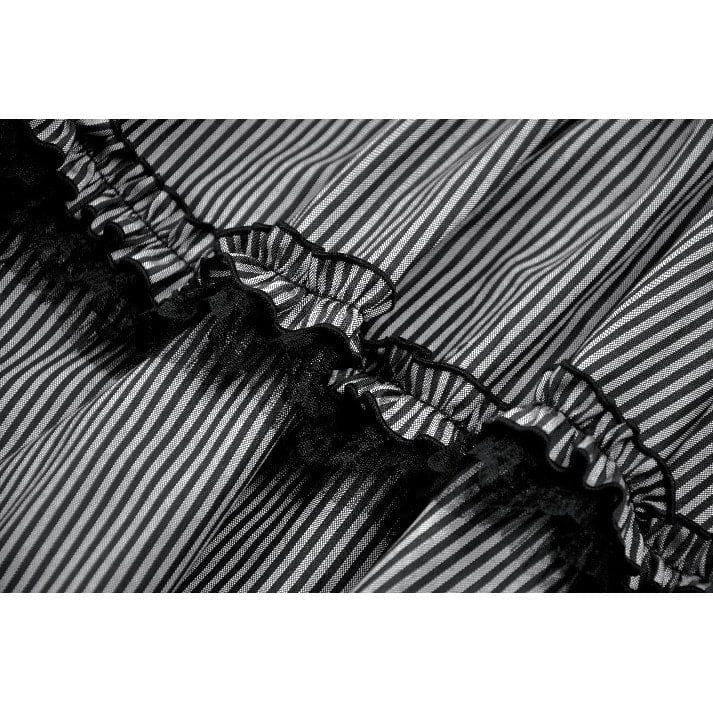 Darkinlove Women's Gothic Pinstripe Multilayer Falbala Slip Dress