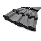 Darkinlove Women's Gothic Pinstripe Multilayer Falbala Slip Dress