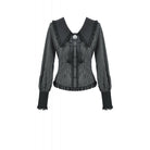 Darkinlove Women's Gothic Pinstripe Peter Pan Collar Long Sleeved Shirt