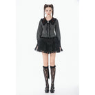 Darkinlove Women's Gothic Pinstripe Peter Pan Collar Long Sleeved Shirt