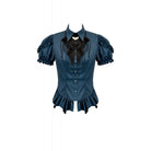 Darkinlove Women's Gothic Pinstripe Puff Sleeved Shirt with Detachable Bat Bow Tie