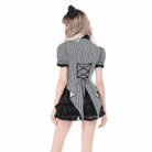 Darkinlove Women's Gothic Pinstripe Swallow-tailed Shirt with Detachable Tie