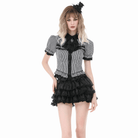 Darkinlove Women's Gothic Pinstripe Swallow-tailed Shirt with Detachable Tie