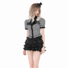 Darkinlove Women's Gothic Pinstripe Swallow-tailed Shirt with Detachable Tie