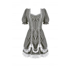 Darkinlove Women's Gothic Pinstripes Ruffles Lace Hem Dress