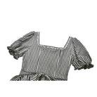 Darkinlove Women's Gothic Pinstripes Ruffles Lace Hem Dress