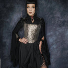 Darkinlove Women's Gothic Pleated Toned Horn Long Sleeved Shirt