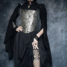 Darkinlove Women's Gothic Pleated Toned Horn Long Sleeved Shirt