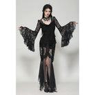 Darkinlove Women's Gothic Plunging Flared Sleeved Lace Shirt