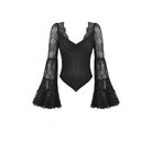 Darkinlove Women's Gothic Plunging Flared Sleeved Lace Shirt