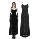 Darkinlove Women's Gothic Plunging Floral Slip Dress