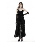 Darkinlove Women's Gothic Plunging Floral Slip Dress