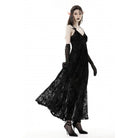Darkinlove Women's Gothic Plunging Floral Slip Dress