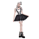 Darkinlove Women's Gothic Polka Dot Lace-up Flared Slip Dress