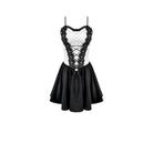 Darkinlove Women's Gothic Polka Dot Lace-up Flared Slip Dress