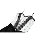 Darkinlove Women's Gothic Polka Dot Lace-up Flared Slip Dress