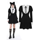 Darkinlove Women's Gothic Puff Sleeved Double Color Dress