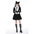 Darkinlove Women's Gothic Puff Sleeved Double Color Dress