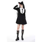 Darkinlove Women's Gothic Puff Sleeved Double Color Dress