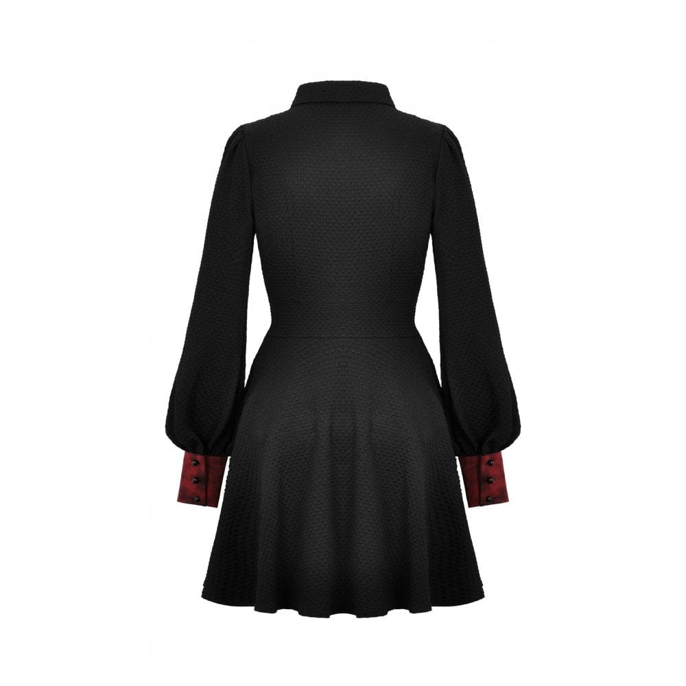 Darkinlove Women's Gothic Puff Sleeved Draped Dress