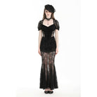 Darkinlove Women's Gothic Puff Sleeved Fishtailed Prom Dress