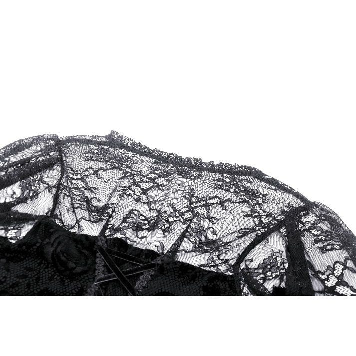 Darkinlove Women's Gothic Puff Sleeved Fishtailed Prom Dress