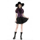 Darkinlove Women's Gothic Puff Sleeved Frilly Collar Shirt