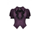 Darkinlove Women's Gothic Puff Sleeved Frilly Collar Shirt