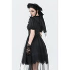 Darkinlove Women's Gothic Puff Sleeved High/low Multilayer Chiffon Dress