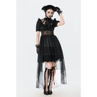 Darkinlove Women's Gothic Puff Sleeved High/low Multilayer Chiffon Dress