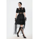 Darkinlove Women's Gothic Puff Sleeved High/low Multilayer Chiffon Dress