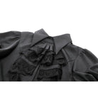 Darkinlove Women's Gothic Puff Sleeved Short Sleeved Shirt with Lace Tie