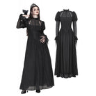 Darkinlove Women's Gothic Puff Sleeved Spiderweb Splice Witch Dress