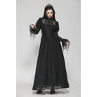 Darkinlove Women's Gothic Puff Sleeved Spiderweb Splice Witch Dress