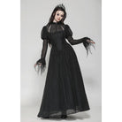 Darkinlove Women's Gothic Puff Sleeved Spiderweb Splice Witch Dress