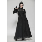Darkinlove Women's Gothic Puff Sleeved Spiderweb Splice Witch Dress