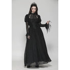 Darkinlove Women's Gothic Puff Sleeved Spiderweb Splice Witch Dress