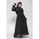 Darkinlove Women's Gothic Puff Sleeved Spiderweb Splice Witch Dress