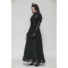 Darkinlove Women's Gothic Puff Sleeved Spiderweb Splice Witch Dress