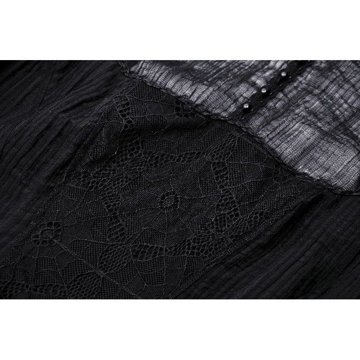 Darkinlove Women's Gothic Puff Sleeved Spiderweb Splice Witch Dress