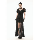 Darkinlove Women's Gothic Puff Sleeved Two-piece Lace Maxi Dress