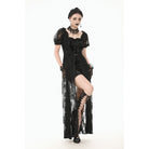 Darkinlove Women's Gothic Puff Sleeved Two-piece Lace Maxi Dress